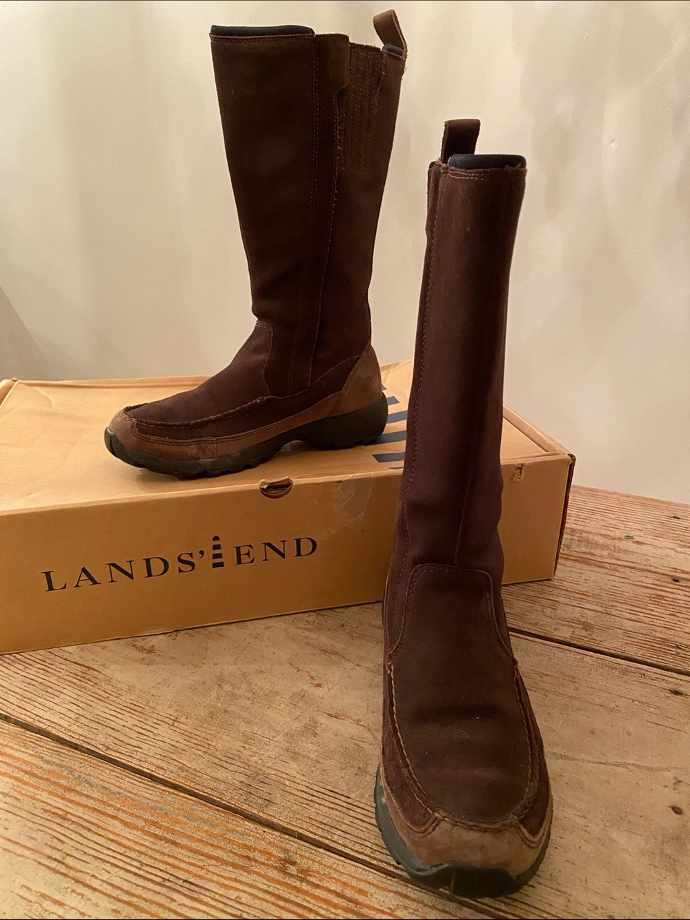 Lands' End Dark Brown Suede Boots